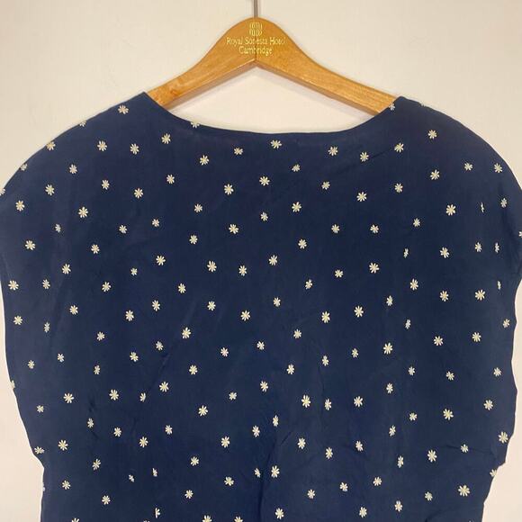 NWT Madewell V Neck Cap Sleeve Ditsy Floral Dressy Work Blouse Top Size 12 - Picture 12 of 16